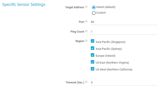 Specific Sensor Settings
